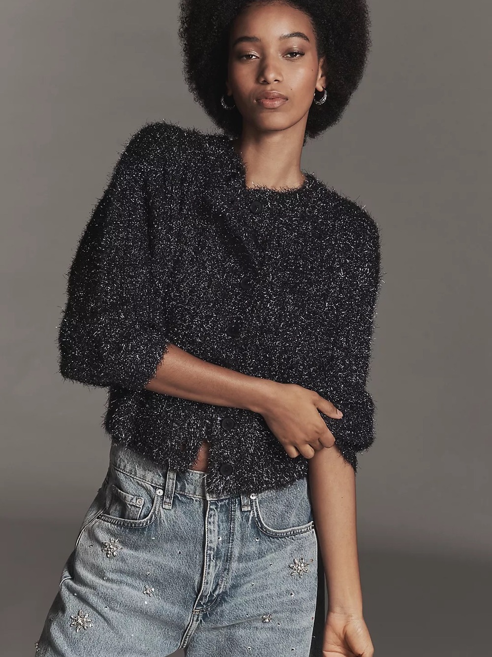 NEW By Anthropologie Boat-Neck Tinsel Cardigan Sweater Various Sizes